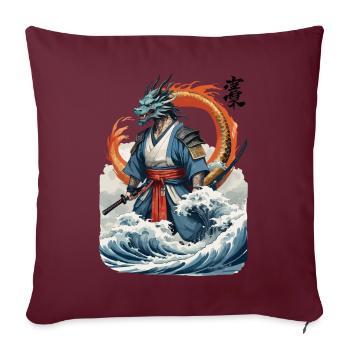 Samouraï dragon et œuvres d’art vintage de style Ukiyo-e - Housse de coussin décorative 45 x 45 cm - bordeaux - Devant