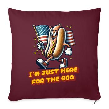 Ici pour le barbecue du 4 juillet Memorial Day Independence - Housse de coussin décorative 45 x 45 cm - bordeaux - Devant