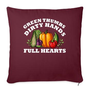 Pouces verts Mains sales Coeurs pleins - Housse de coussin décorative 45 x 45 cm - bordeaux - Devant
