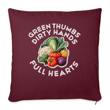 Pouces verts Mains sales Coeurs pleins - Housse de coussin décorative 45 x 45 cm - bordeaux - Devant