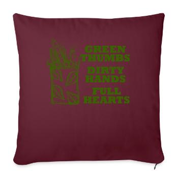 Pouces verts Mains sales Coeurs pleins - Housse de coussin décorative 45 x 45 cm - bordeaux - Devant