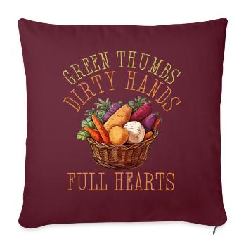 Pouces verts Mains sales Coeurs pleins - Housse de coussin décorative 45 x 45 cm - bordeaux - Devant