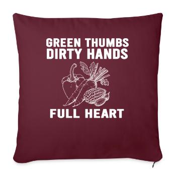 Pouces verts Mains sales Coeurs pleins - Housse de coussin décorative 45 x 45 cm - bordeaux - Devant