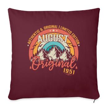 Août 1951 Août anniversaire 1951 Août - Housse de coussin décorative 45 x 45 cm - bordeaux - Devant