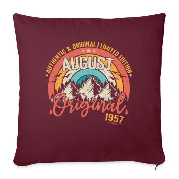 Août 1957 Août anniversaire 1957 Août - Housse de coussin décorative 45 x 45 cm - bordeaux - Devant