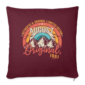Août 1961 Août anniversaire 1961 Août - Housse de coussin décorative 45 x 45 cm - bordeaux - Devant