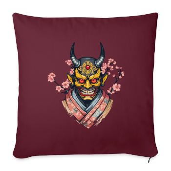 Oni Démons Masque Démon Japonais Culture Yokai - Housse de coussin décorative 45 x 45 cm - bordeaux - Devant