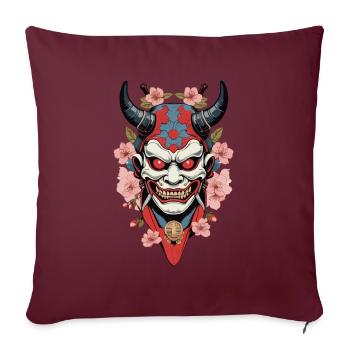 Oni Demons Masque Esthétique Japonaise Yokai Look - Housse de coussin décorative 45 x 45 cm - bordeaux - Devant