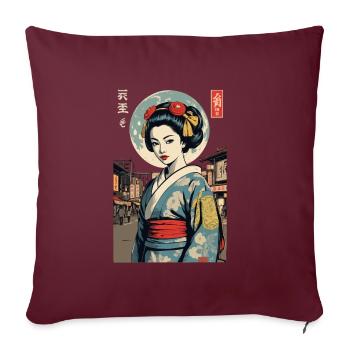 Kunoichi Ninja Geisha Samouraï Art Anime - Housse de coussin décorative 45 x 45 cm - bordeaux - Devant