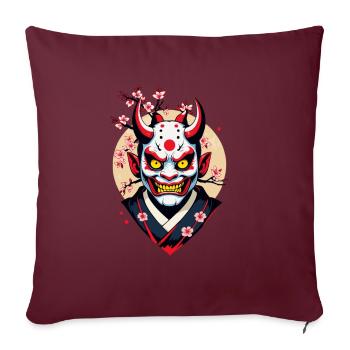 Oni Démon Masque Samouraï Esthétique Yokai - Housse de coussin décorative 45 x 45 cm - bordeaux - Devant