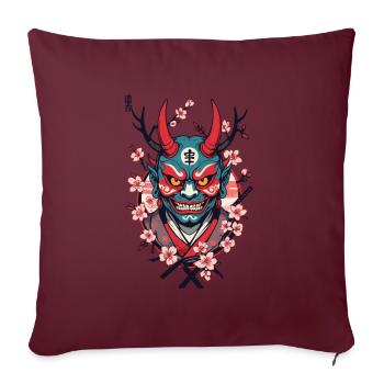 Oni Démon Masque Samouraï Culture Japonaise Yokai - Housse de coussin décorative 45 x 45 cm - bordeaux - Devant
