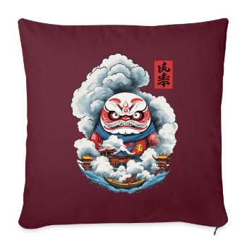 Esthétique japonaise Daruma Conception Yokai - Housse de coussin décorative 45 x 45 cm - bordeaux - Devant