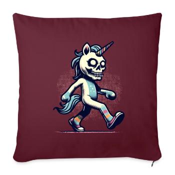 Zombie Licorne Mort-vivant Créature mystique - Housse de coussin décorative 45 x 45 cm - bordeaux - Devant