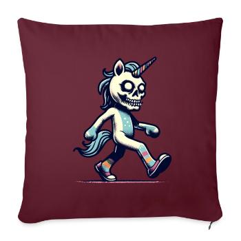 Zombie Licorne Mort-vivant Créature mystique - Housse de coussin décorative 45 x 45 cm - bordeaux - Devant