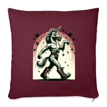 Zombie Licorne Mort-vivant Créature mystique - Housse de coussin décorative 45 x 45 cm - bordeaux - Devant