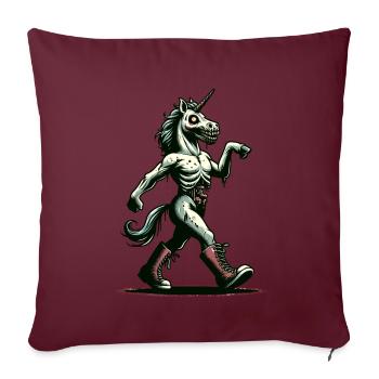 Zombie Licorne Mort-vivant Créature mystique - Housse de coussin décorative 45 x 45 cm - bordeaux - Devant