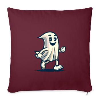 Drôle Vintage Fantôme Rétro Art Style Halloween - Housse de coussin décorative 45 x 45 cm - bordeaux - Devant