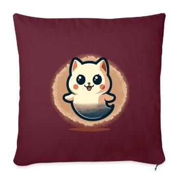 Mignon Fantômes Chat Kawaii Fantôme Animal de compagnie - Housse de coussin décorative 45 x 45 cm - bordeaux - Devant