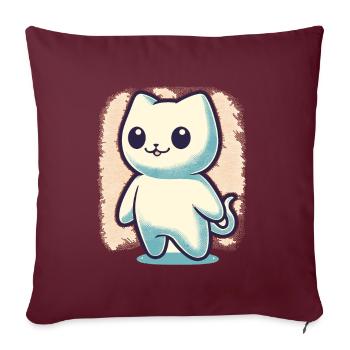 Mignon Fantômes Chat Kawaii Fantôme Animal de compagnie - Housse de coussin décorative 45 x 45 cm - bordeaux - Devant