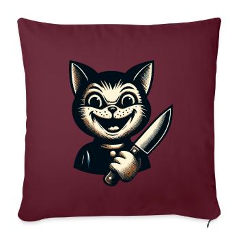 Costume d’Halloween Creepy Cat Psycho Pet - Housse de coussin décorative 45 x 45 cm - bordeaux - Devant