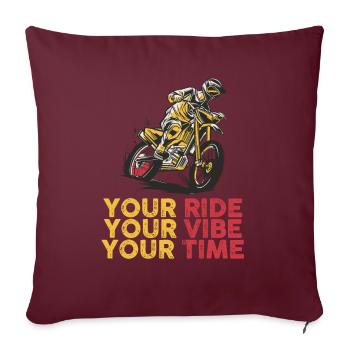 Votre balade Votre Vibe Votre temps Motocross - Housse de coussin décorative 45 x 45 cm - bordeaux - Devant