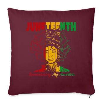 Juneteenth 1865 : Se souvenir de mes ancêtres - Housse de coussin décorative 45 x 45 cm - bordeaux - Devant