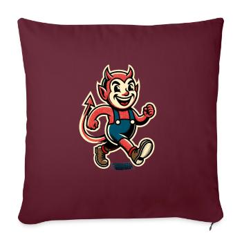 Style vintage rétro Halloween Carnaval diable - Housse de coussin décorative 45 x 45 cm - bordeaux - Devant