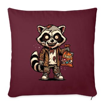 Mort-vivant raton laveur Drôle raton laveur Zombie - Housse de coussin décorative 45 x 45 cm - bordeaux - Devant
