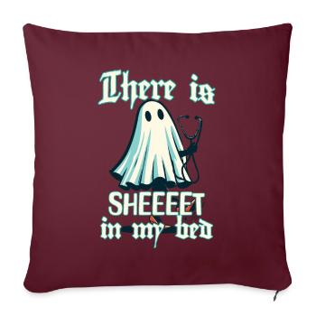 Drôles de fantômes disant dans mon lit Halloween - Housse de coussin décorative 45 x 45 cm - bordeaux - Devant