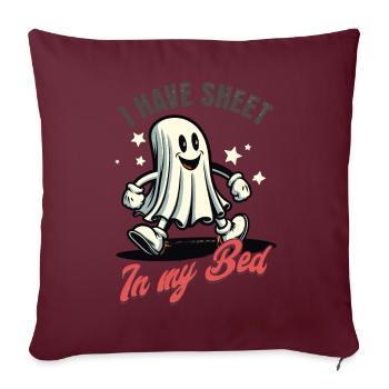 Drôle de fantôme disant costume d’Halloween - Housse de coussin décorative 45 x 45 cm - bordeaux - Devant