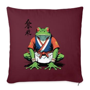 Grenouille samouraï et design vintage de style Ukiyo-e - Housse de coussin décorative 45 x 45 cm - bordeaux - Devant