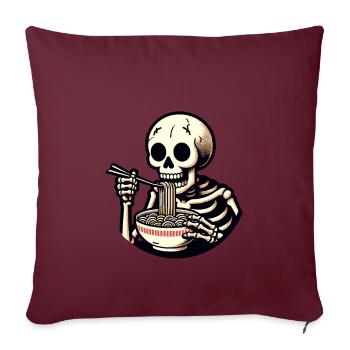 Nouilles Ramen Squelette pour Films d’Horreur Japonais - Housse de coussin décorative 45 x 45 cm - bordeaux - Devant