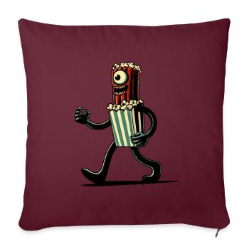 Pop-corn effrayant pour les films d’horreur Halloween - Housse de coussin décorative 45 x 45 cm - bordeaux - Devant