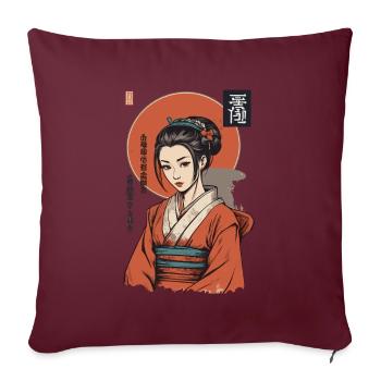 Kunoichi Ninja Geisha Samurai Kunst Anime Stil - Sofakissenbezug 45 x 45 cm - Burgunderrot - Vorne