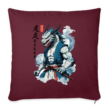 Dragon Samouraï Vintage Ukiyo-e Style Asiatique - Housse de coussin décorative 45 x 45 cm - bordeaux - Devant