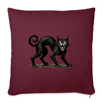Chat Sorcière Noir Effrayant Extraordinaire - Housse de coussin décorative 45 x 45 cm - bordeaux - Devant
