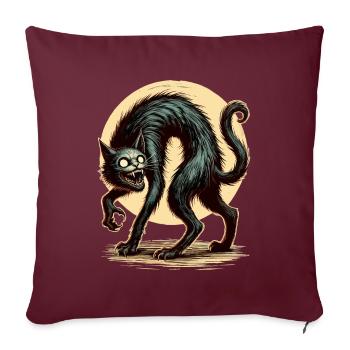 diy haCreepy Cat Black Witch Cat Hallowee - Housse de coussin décorative 45 x 45 cm - bordeaux - Devant
