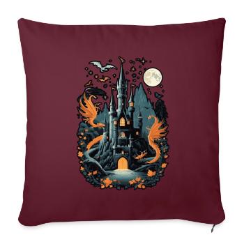 Château hanté effrayant Château hanté magique - Housse de coussin décorative 45 x 45 cm - bordeaux - Devant