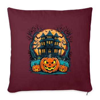 bricolageEffrayantMaison hantée Drôle Halloween - Housse de coussin décorative 45 x 45 cm - bordeaux - Devant