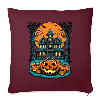 Maison hantée effrayante Villa hantée effrayante - Housse de coussin décorative 45 x 45 cm - bordeaux - Devant