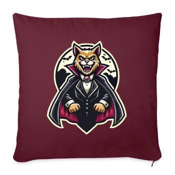 Chat vampire Chat d’Halloween mignon - Housse de coussin décorative 45 x 45 cm - bordeaux - Devant