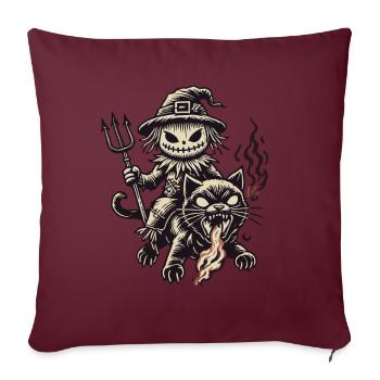 Creepy Devil Cat Dark Cats Design - Housse de coussin décorative 45 x 45 cm - bordeaux - Devant