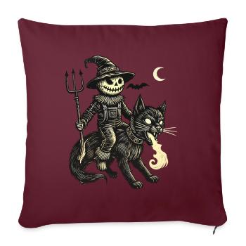 Creepy Devil Cat Dark Cat Rider - Housse de coussin décorative 45 x 45 cm - bordeaux - Devant