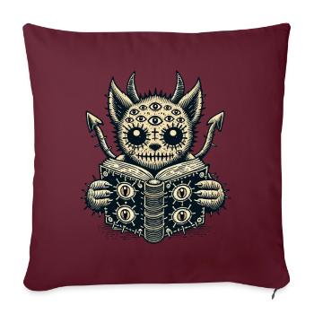 Chat gothique Démons diaboliques Chat Horreur Chat - Housse de coussin décorative 45 x 45 cm - bordeaux - Devant