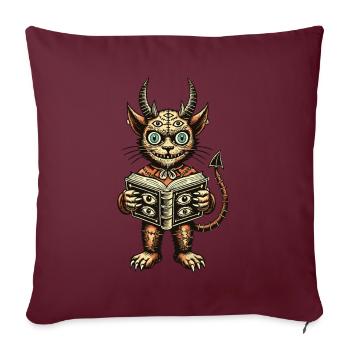 Creepy Demons Chat Propriétaire de chat gothique - Housse de coussin décorative 45 x 45 cm - bordeaux - Devant