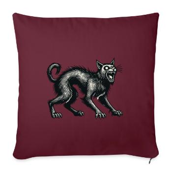 Chat sorcière noir effrayant Chat effrayant - Housse de coussin décorative 45 x 45 cm - bordeaux - Devant