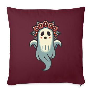 Amateur de fleurs fantôme drôle fleurs fantôme - Housse de coussin décorative 45 x 45 cm - bordeaux - Devant