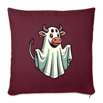 Idée de costume de drap de drap fantôme de vache drôle - Housse de coussin décorative 45 x 45 cm - bordeaux - Devant