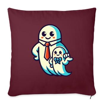 papa fantôme père avec son fils drôle halloween - Housse de coussin décorative 45 x 45 cm - bordeaux - Devant