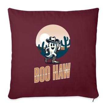 Drôle de fantôme de cow-boy dit Boo Haw Halloween - Housse de coussin décorative 45 x 45 cm - bordeaux - Devant